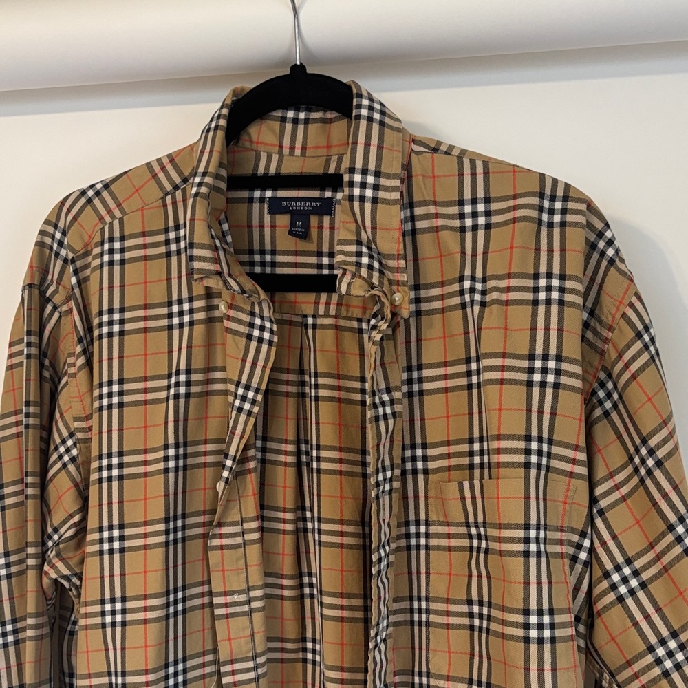 Burberry Tan and Black Checkered Shirt